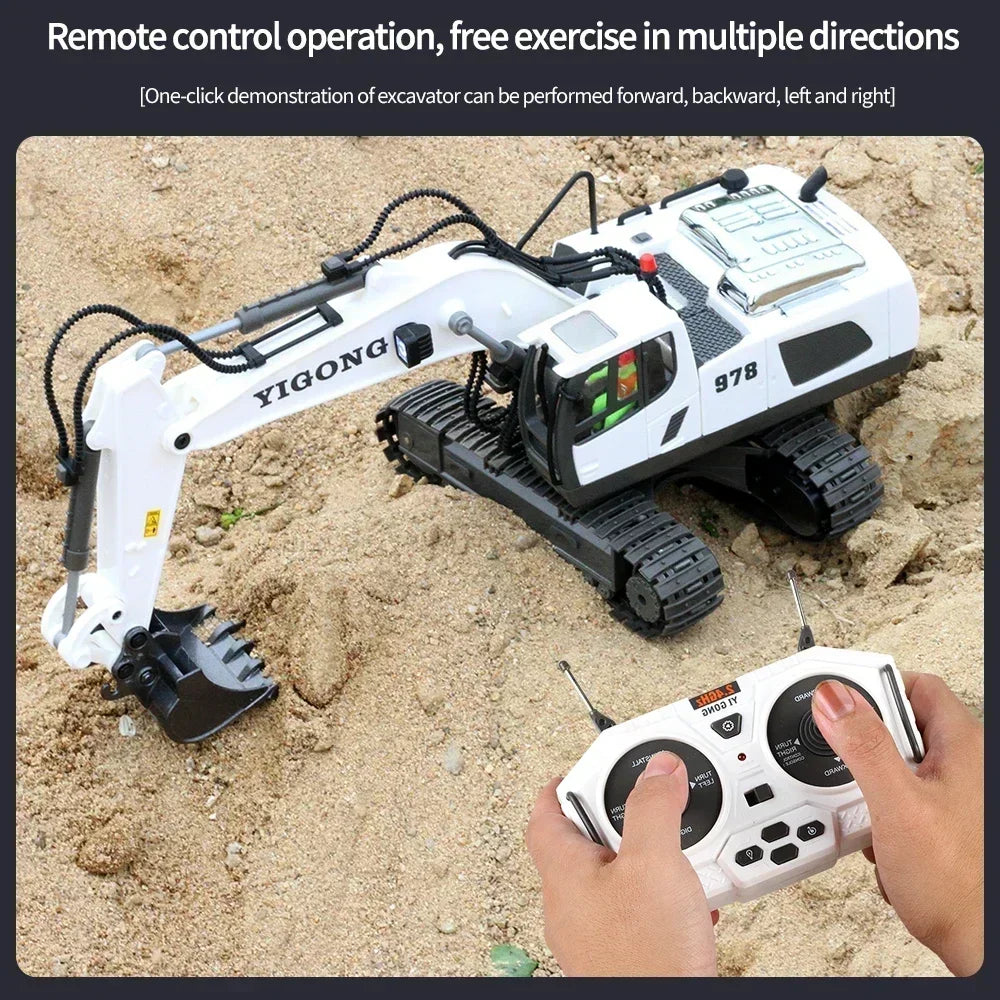 Excavator Dump Trucks 2.4G High Tech 11 Channels RC Bulldozer Alloy Plastic Engineering Vehicle Electronic Toys For Boy Gifts