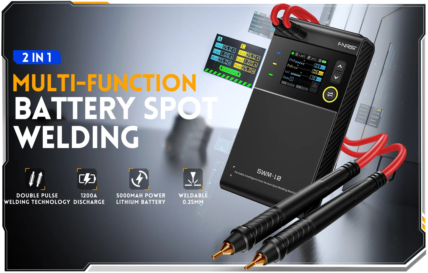 FNIRSI SWM-10 Portable Battery Spot Welder DIY Mini Welding Machine 18650 Battery Pack Welding Tool 5000mah Weldable 0.25mm