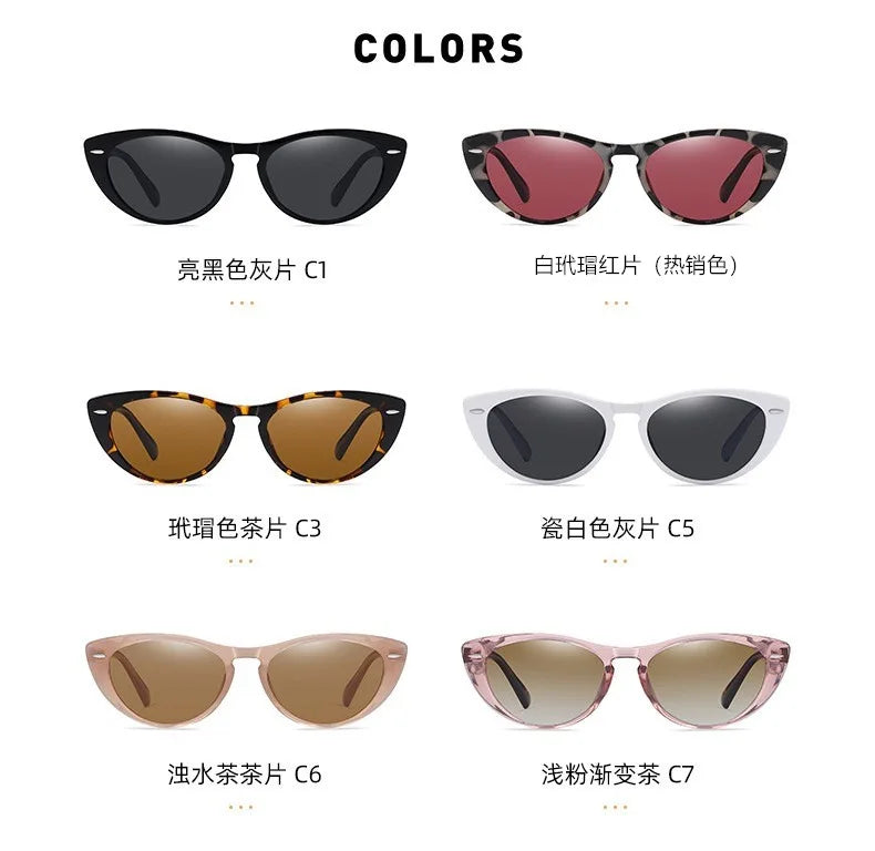 New Vintage Cateye Sunglasses Woman Sexy Retro Small Cat Eye Sun Glasses Brand Round Colorful Eyewear for Female Oculos De Sol