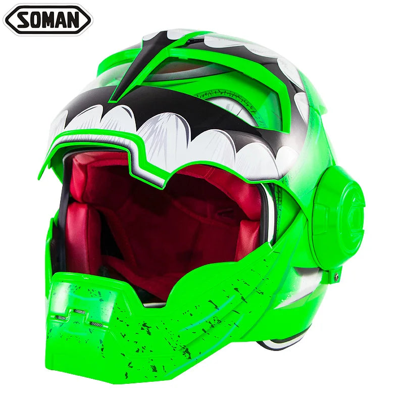 Flip up Motorcycle Helmet Ironman Verspa Street Full Face Casco Moto Cruiser Chopper Cafe Racer Capacetes