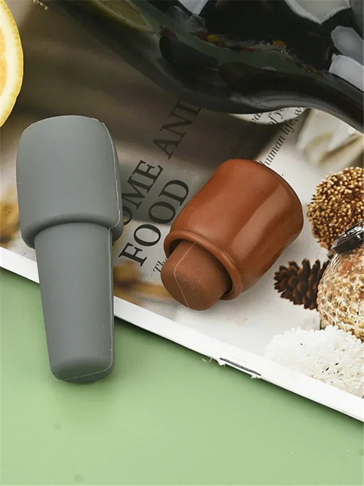 Silicone Wine Stoppers Beverage Bottle Sealer Reusable Sparkling Wine Bottle Stopper Keeping Wine Champagne Fresh Kitchen Tools