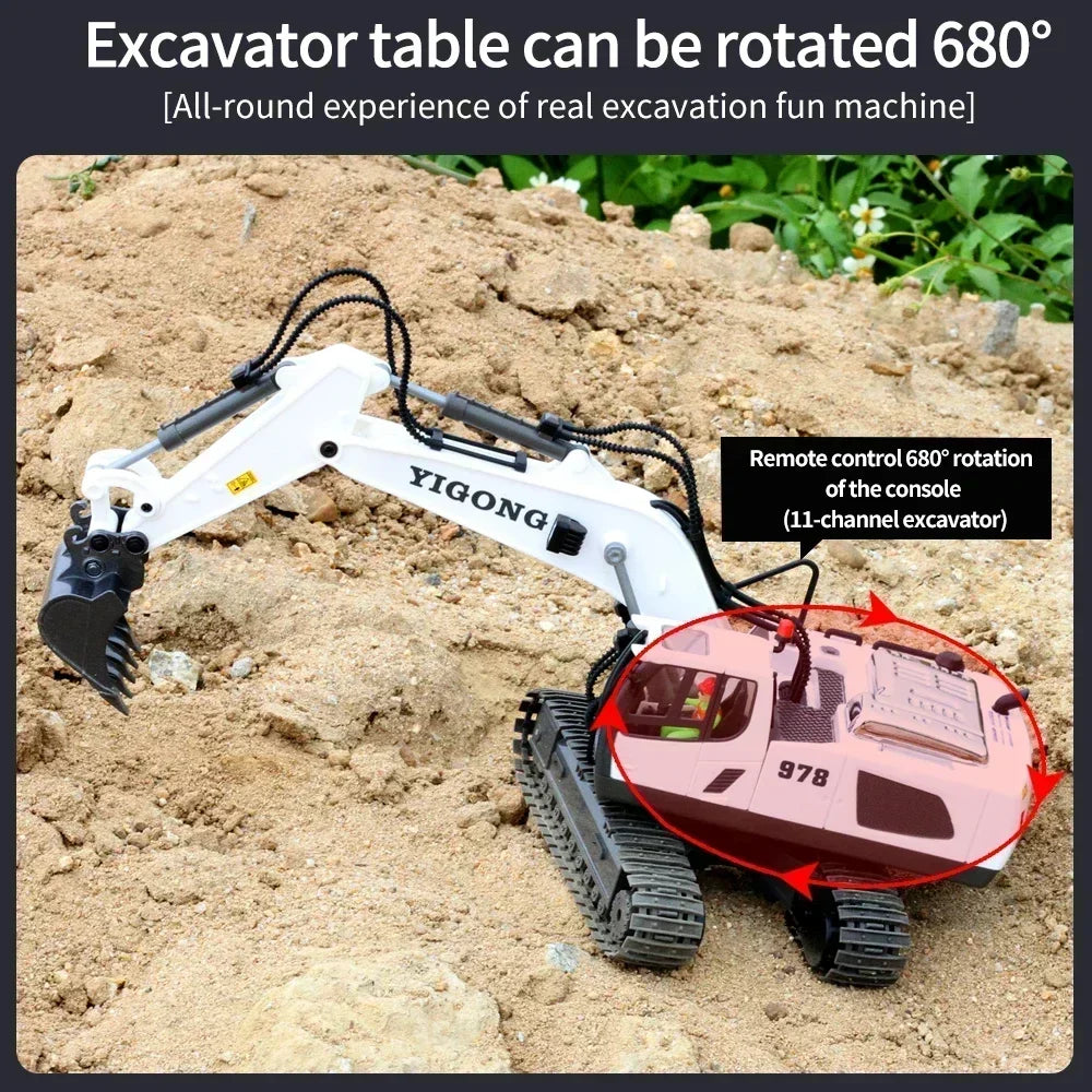 Excavator Dump Trucks 2.4G High Tech 11 Channels RC Bulldozer Alloy Plastic Engineering Vehicle Electronic Toys For Boy Gifts