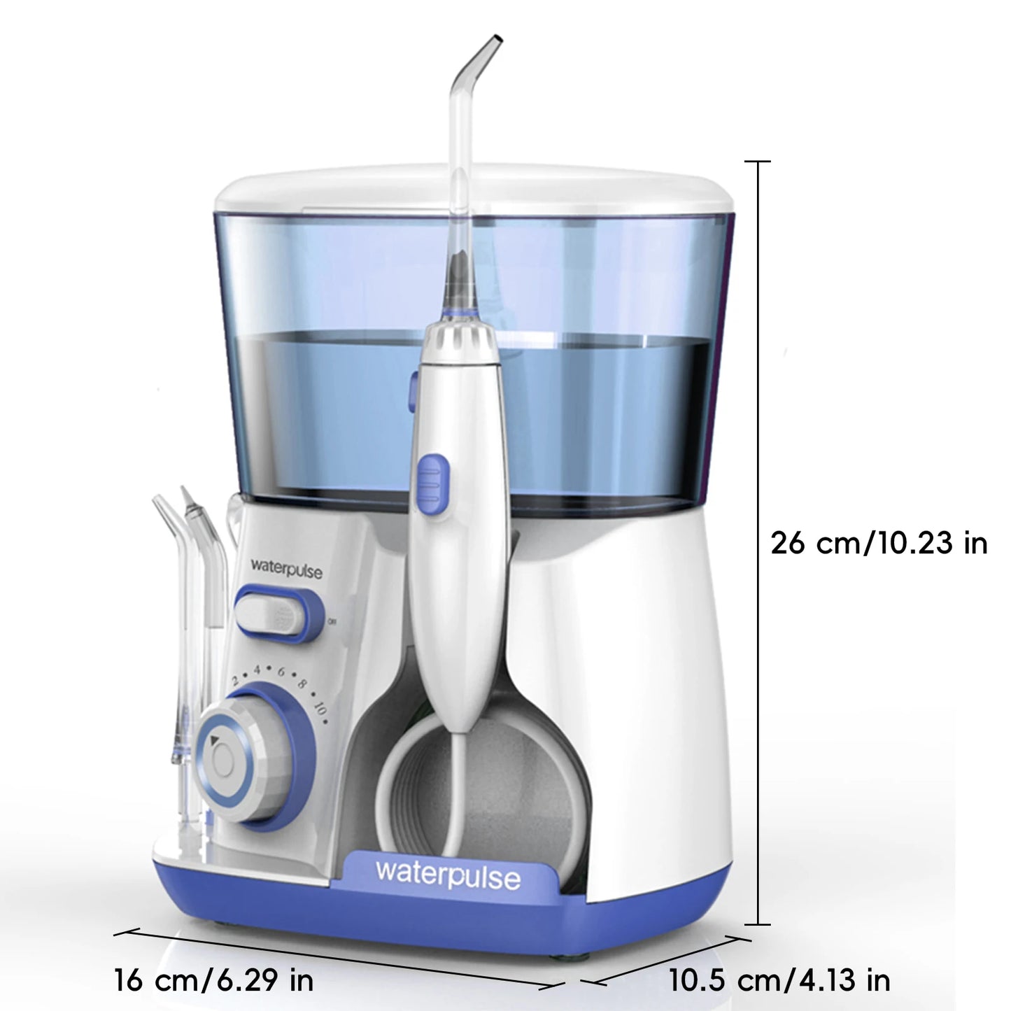 Waterpulse Electric Water Flosser Oral Irrigator, 800ML Large Capacity Dental Water Hygiene Flossing Teeth Cleaner with 5x Tips