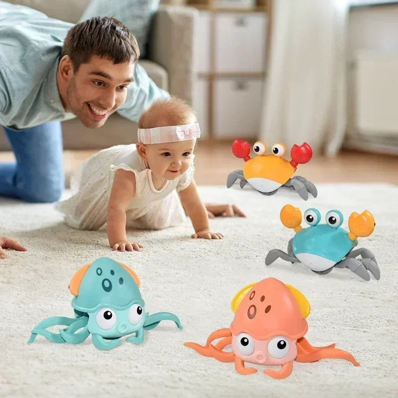 Escape Induction Crab Octopus Crawling Toy Baby Electronic Pets Musical Toys Educational Toddler Moving Toy Kids Christmas Gift