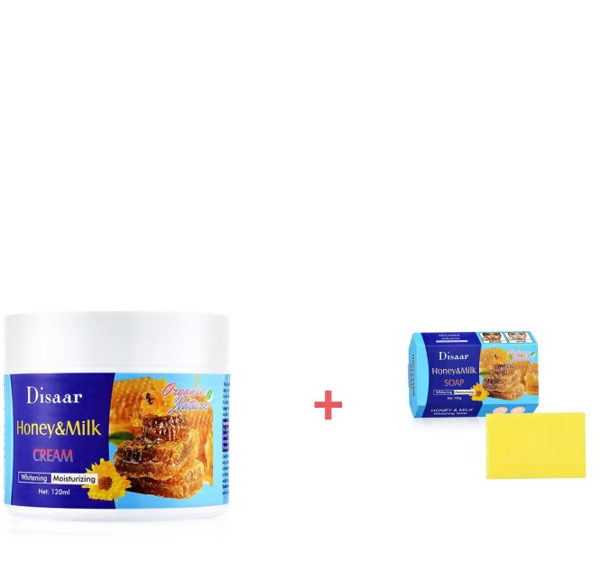 Disaar 2pcs Honey and milk whitening cream and soap