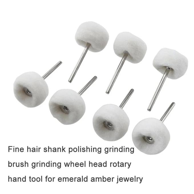 3pcs Fine Shank Wool Polishing Head Grinding Jewelry Metals Wheels Buffing Felt Rotary Stainless Steel Gold Silver Tool Accessories Brush Abrasive