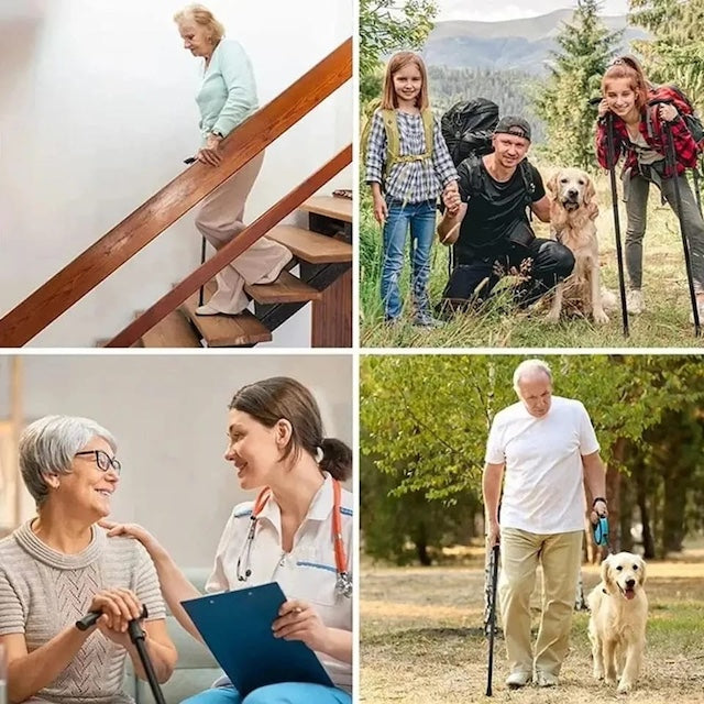 Foldable Walking Stick, Easy to Fold and Carry, Old Man Crutches, Folding Telescopic Aluminum Alloy Walking Stick