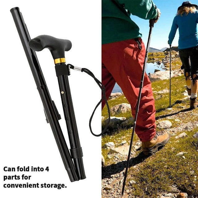 Foldable Walking Stick, Easy to Fold and Carry, Old Man Crutches, Folding Telescopic Aluminum Alloy Walking Stick