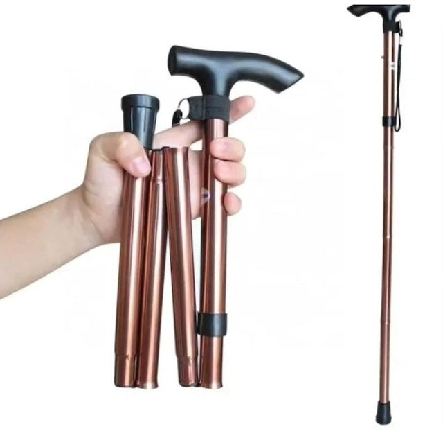 Foldable Walking Stick, Easy to Fold and Carry, Old Man Crutches, Folding Telescopic Aluminum Alloy Walking Stick