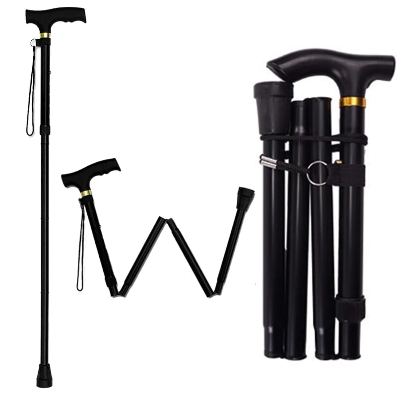 Foldable Walking Stick, Easy to Fold and Carry, Old Man Crutches, Folding Telescopic Aluminum Alloy Walking Stick