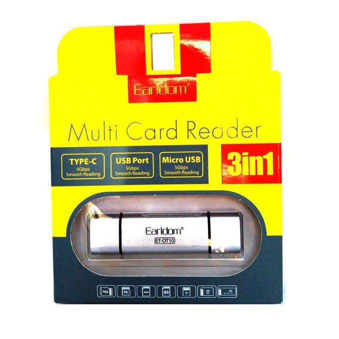 Earldom Card Reader OTG 3in1(Type-C,USB,Micro USB) Macbook, Plug and Play, No Cable or Internet Required