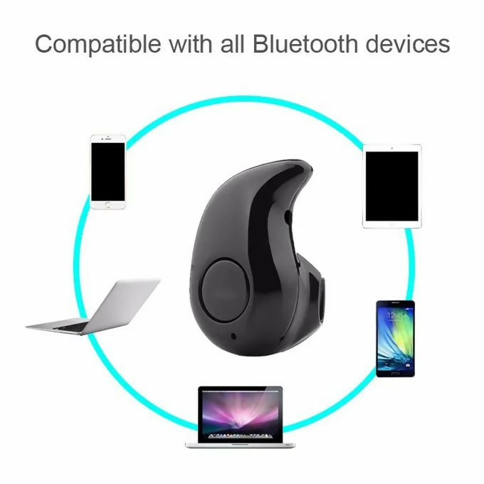 Mini Wireless Bluetooth Stereo Earphone Headphone - Black