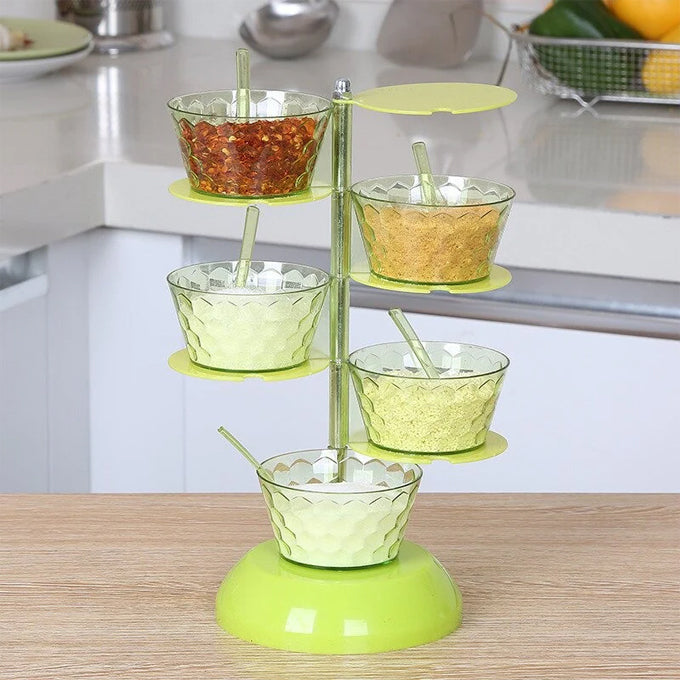 5 Layer Rotating Seasoning Box, Spice Jar Revolving Spice Rack